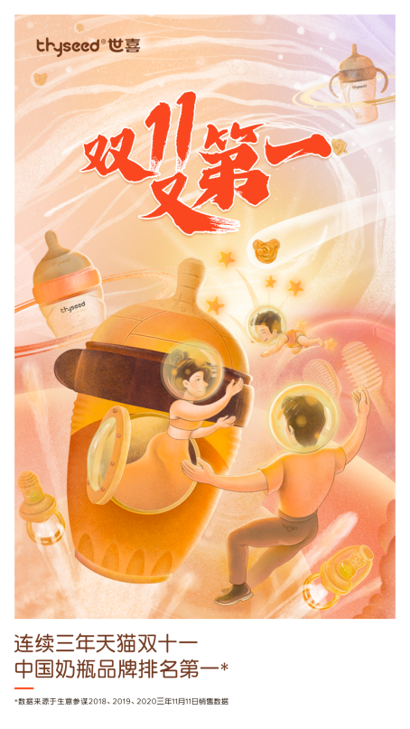 三年蝉联“双<em>十一</em>”奶瓶品牌销售冠军，世喜品牌再创佳绩