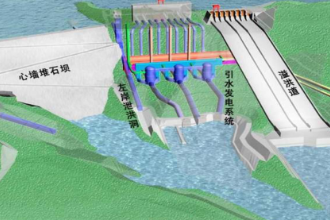 濡扎渡<em>水电站</em>枢纽建筑物透视图